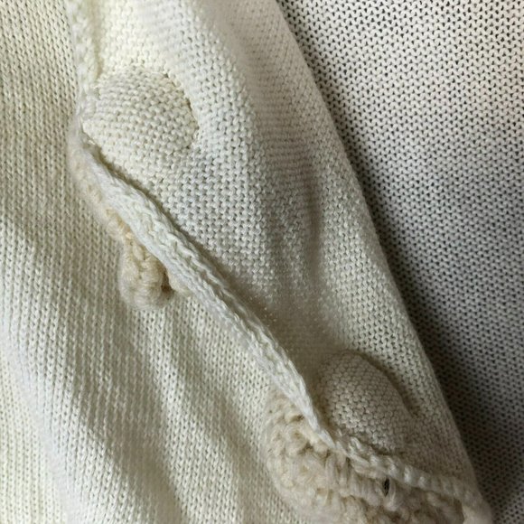 Anthropologie Moth Sweater S M Shawl Shrug Bolero Crochet Pom Trim Cropped Cape - Picture 4 of 10